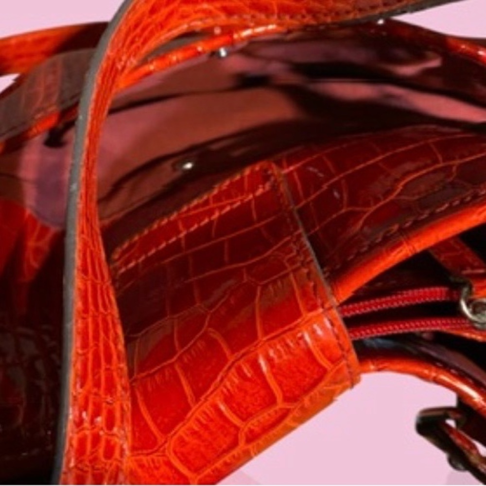 Liz Claiborne Vibrant Red Embossed Tote - Picture 3 of 9